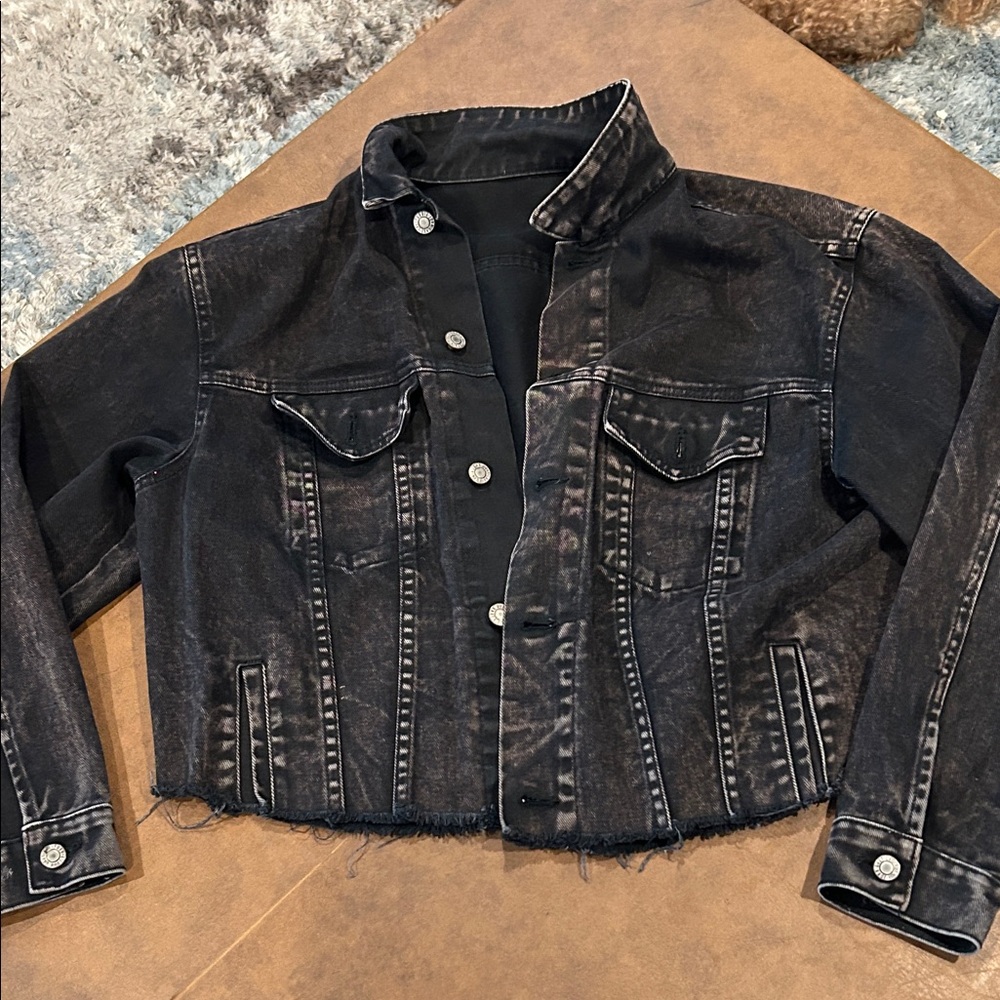 John Galt (PACSUN) Black/Brown wash Denim crop Jacket